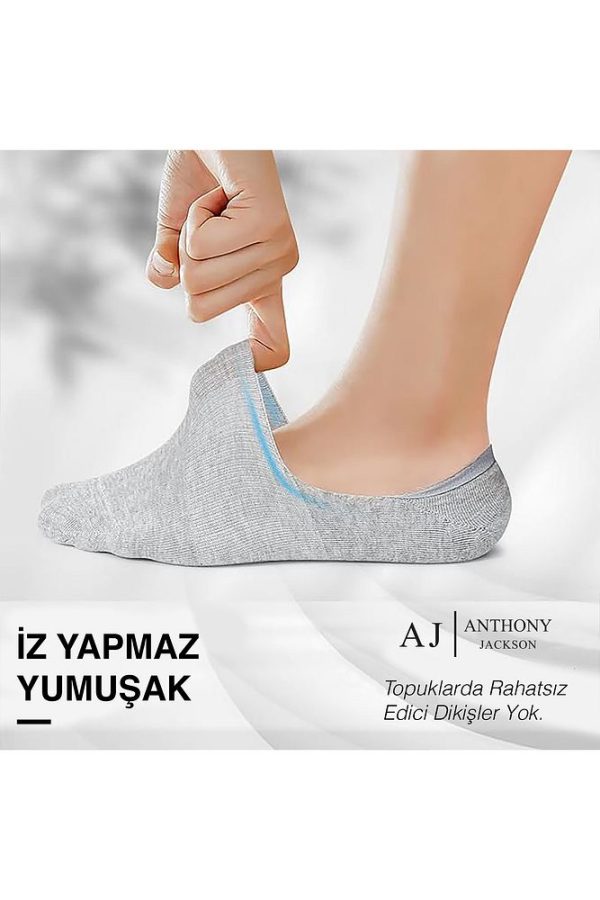 10 Çift Kutulu BAMBU Premium Bay-Bayan Dikişsiz Görünmez Kaymaz Slikonlu Babet Çorap Brook - Görsel 6