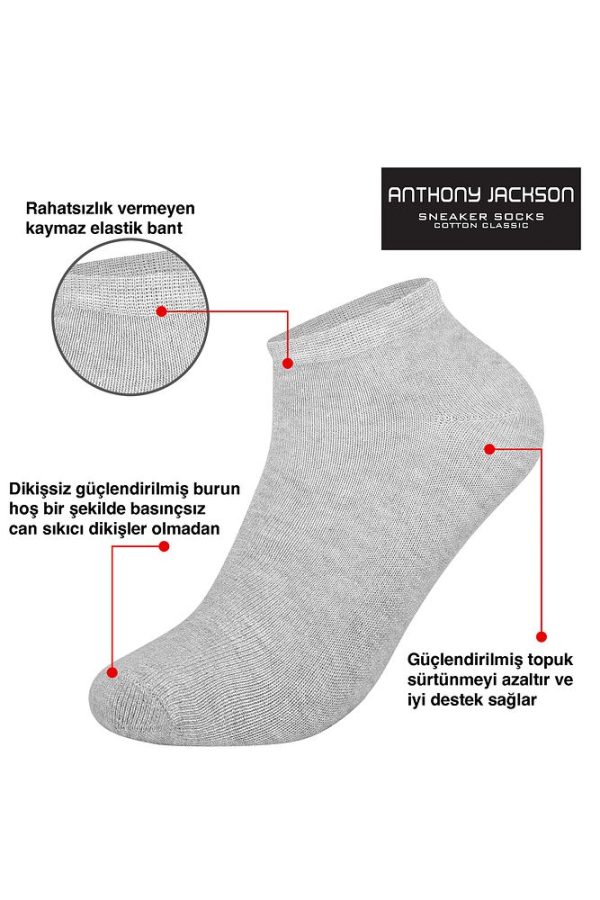 10'lu Kutu Bambu Premium Dikişsiz Bay - Bayan Sneaker Çorap - Görsel 2