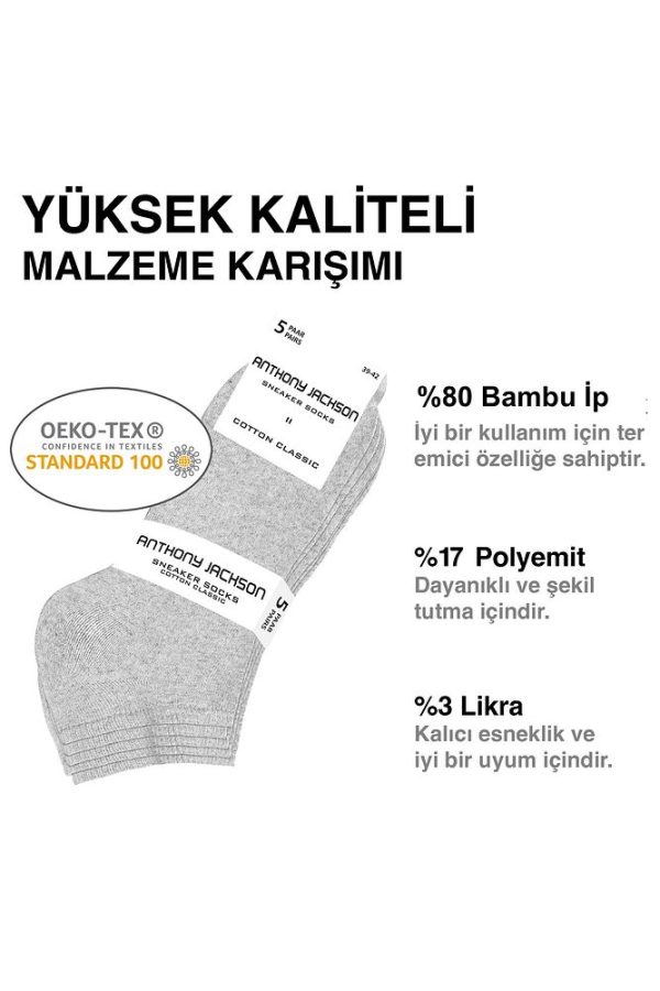 10'lu Kutu Bambu Premium Dikişsiz Bay - Bayan Sneaker Çorap - Görsel 3
