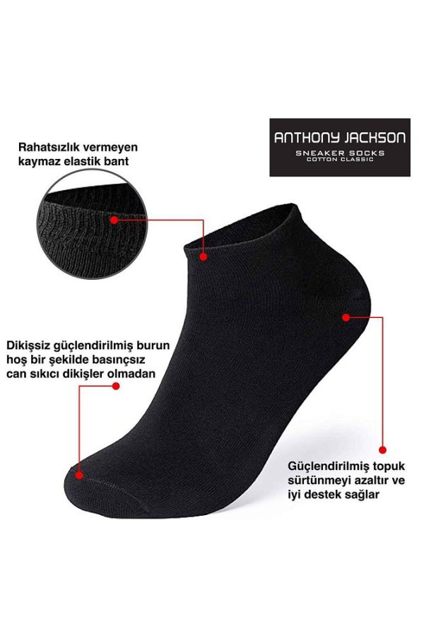 10'lu Kutu Bambu Premium Dikişsiz Bay - Bayan Sneaker Çorap - Görsel 8