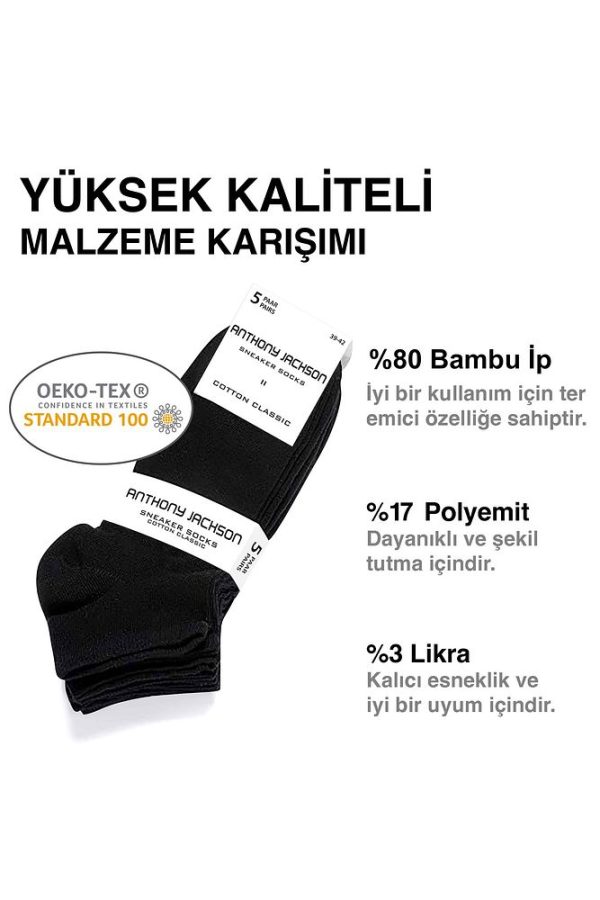 10'lu Kutu Bambu Premium Dikişsiz Bay - Bayan Sneaker Çorap - Görsel 9