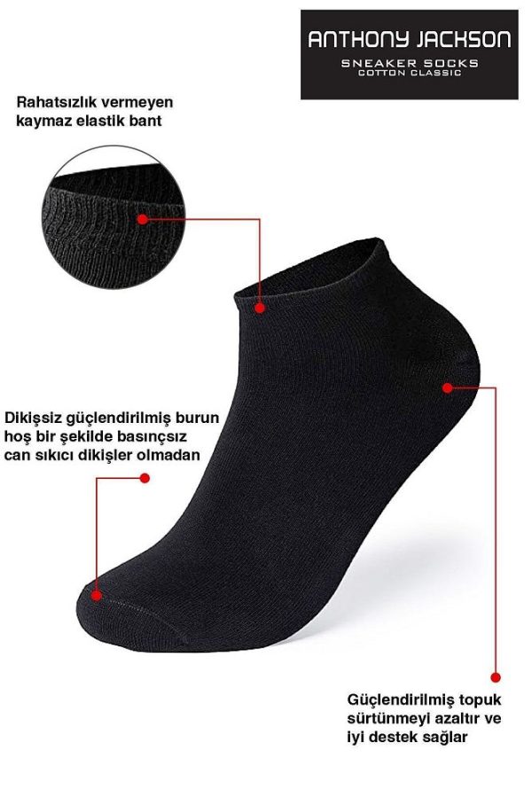 10'lu Kutu Bambu Premium Dikişsiz Bay - Bayan Sneaker Çorap - Görsel 23
