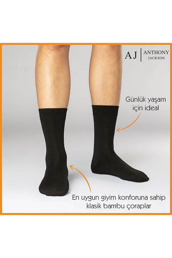 6 Çift Kutulu BAMBU Premium Klasik Erkek Çorap - Görsel 2