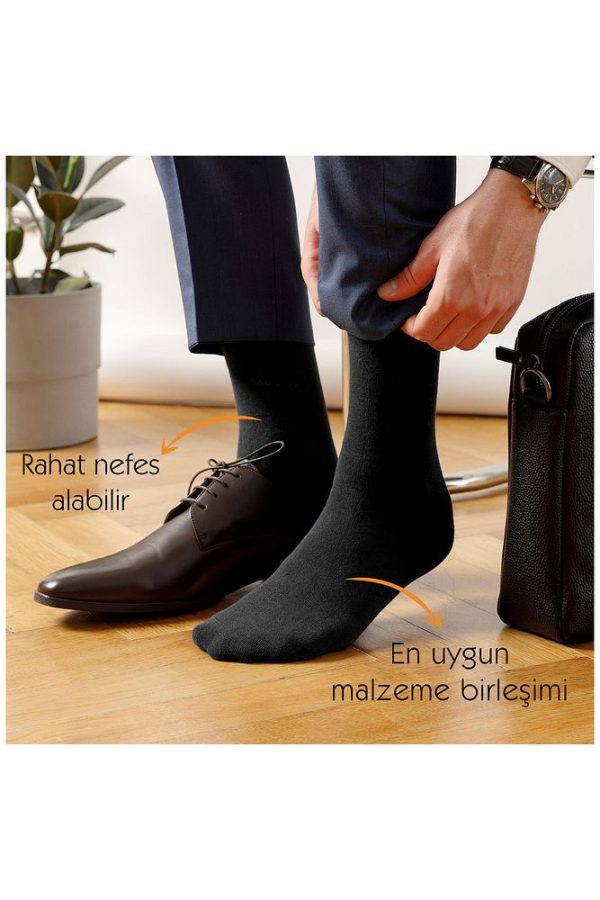 6 Çift Kutulu BAMBU Premium Klasik Erkek Çorap - Görsel 5