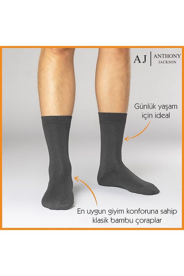 6 Çift Kutulu BAMBU Premium Klasik Erkek Çorap - Görsel 23