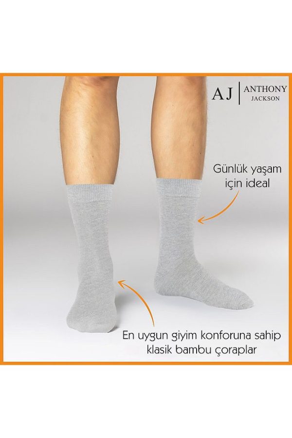 6 Çift Kutulu BAMBU Premium Klasik Erkek Çorap - Görsel 30