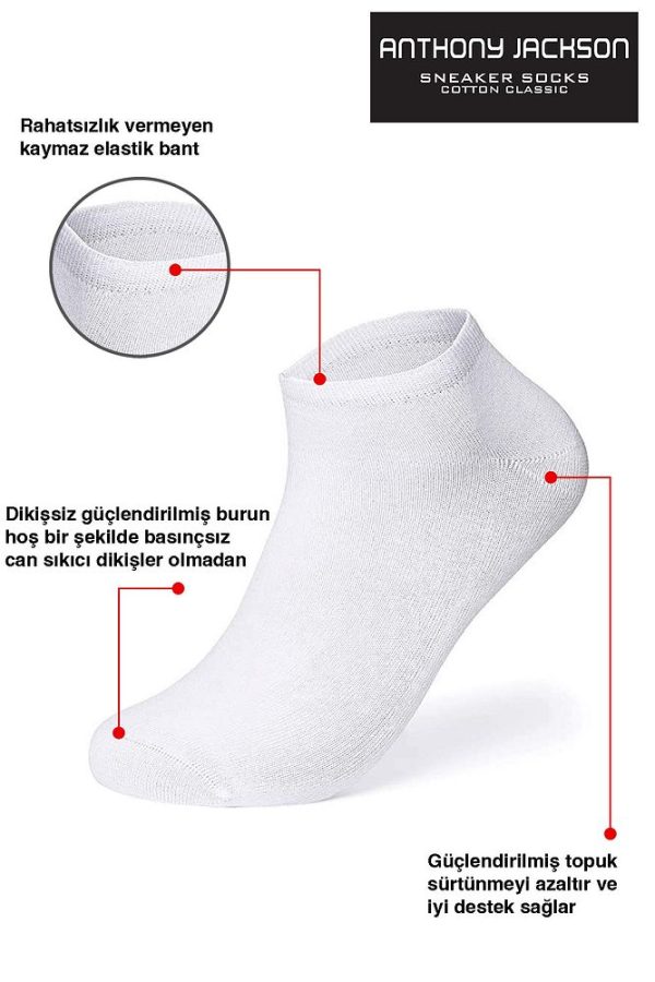 10'lu Kutu Bambu Premium Dikişsiz Bay - Bayan Sneaker Çorap - Görsel 15