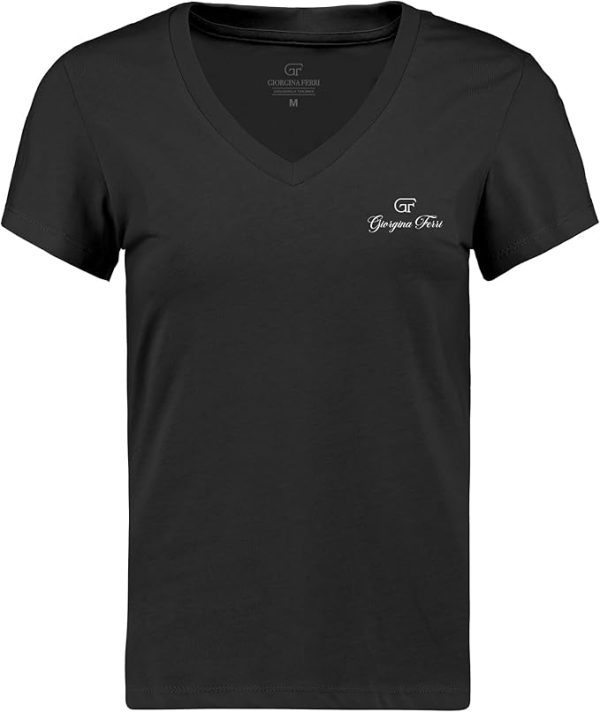 Giorgina Ferri Premium Kadın ESS Logo V Yaka Tee T-shirt Irina