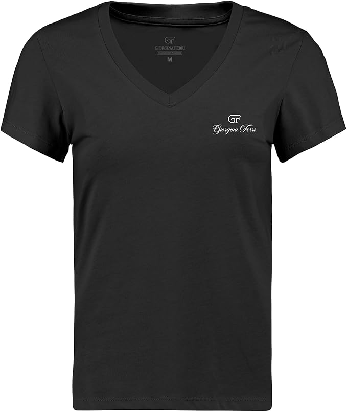 Giorgina Ferri Premium Kadın ESS Logo V Yaka Tee T-shirt Irina