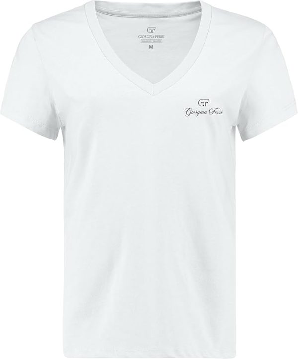 Giorgina Ferri Premium Kadın ESS Logo V Yaka Tee T-shirt Irina - Görsel 6