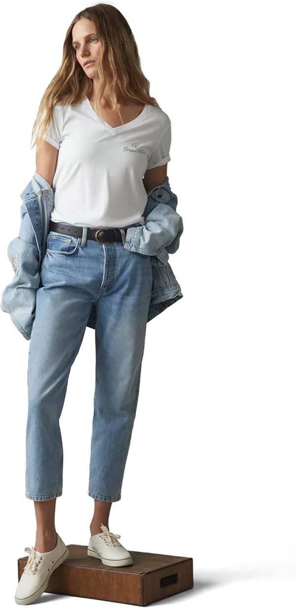 Giorgina Ferri Premium Kadın ESS Logo V Yaka Tee T-shirt Irina - Görsel 7
