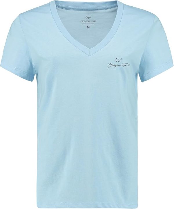 Giorgina Ferri Premium Kadın ESS Logo V Yaka Tee T-shirt Irina - Görsel 14