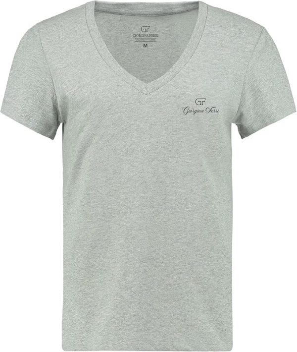 Giorgina Ferri Premium Kadın ESS Logo V Yaka Tee T-shirt Irina - Görsel 12