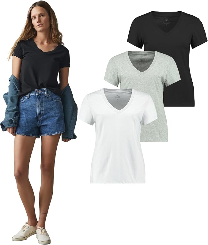 Giorgina Ferri 3'lü Kutu Premium Kadın V Yaka Tee T-shirt Rosie