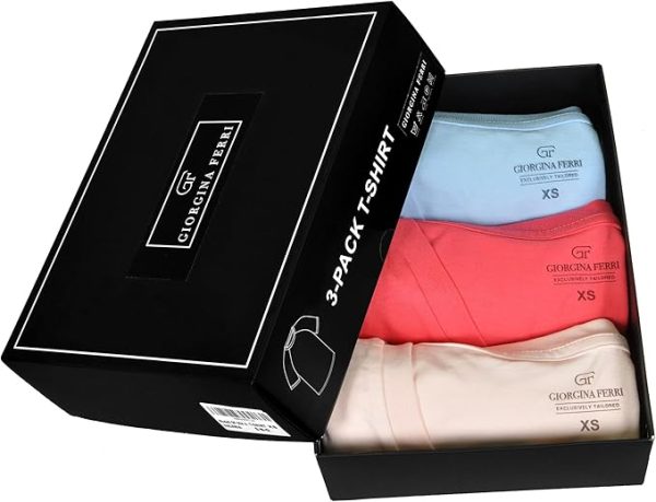 Giorgina Ferri 3'lü Kutu Premium Kadın V Yaka Tee T-shirt Rosie - Görsel 14