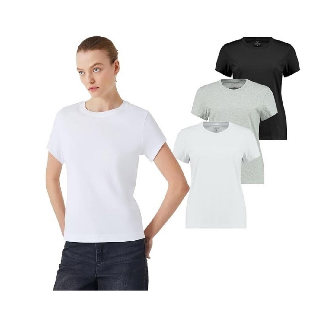 Giorgina Ferri 3'lü Kutu Premium Kadın Tee T-shirt Valeria