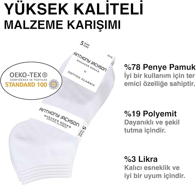 10'lu Kutu BAMBU Premium Dikişsiz Bay - Bayan Sneaker Çorap - SANTANA 3