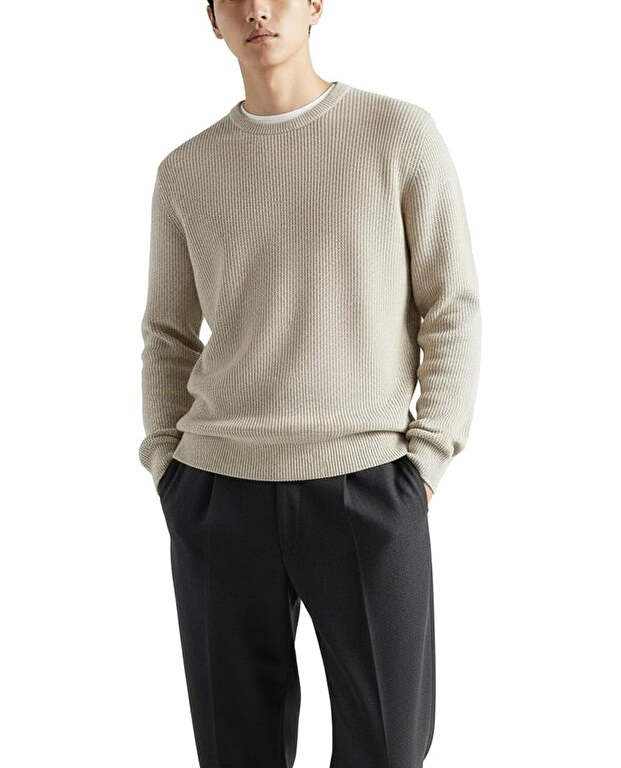 Premium Pamuk Ribana Triko Kazak Giordani - Bej