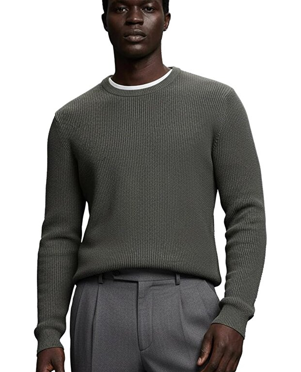 Premium Pamuk Ribana Triko Kazak Giordani - Haki