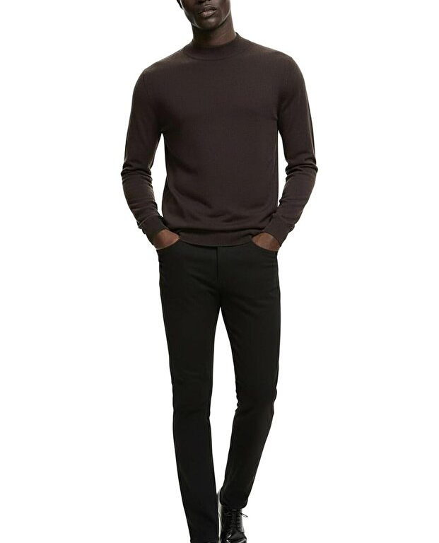 Premium Erkek Yarım Balıkçı Yaka Triko Kazak Gregorio - Kahverengi