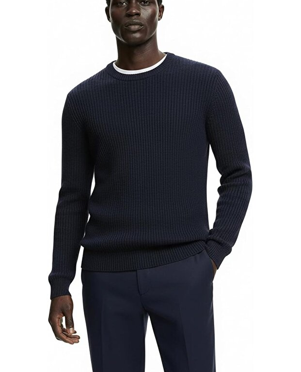 Premium Pamuk Ribana Triko Kazak Giordani - Lacivert