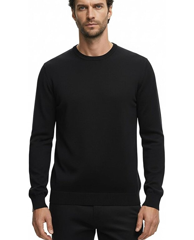 Premium Erkek Triko Kazak Tomasso - Siyah