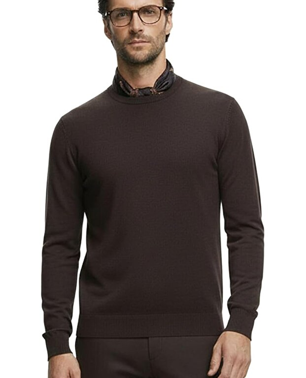 Premium Erkek Triko Kazak Tomasso - Kahverengi